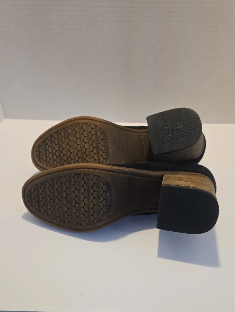Dressy BearPaw Black Suede Slip-On Ankle Boots With Block Heal